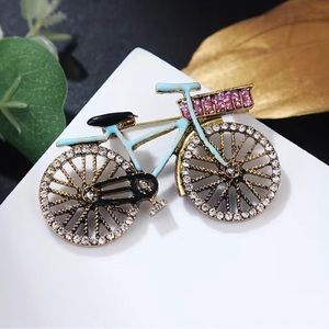 Women's Rhinestone Brooch, Mini Cute Vintage Bicycle